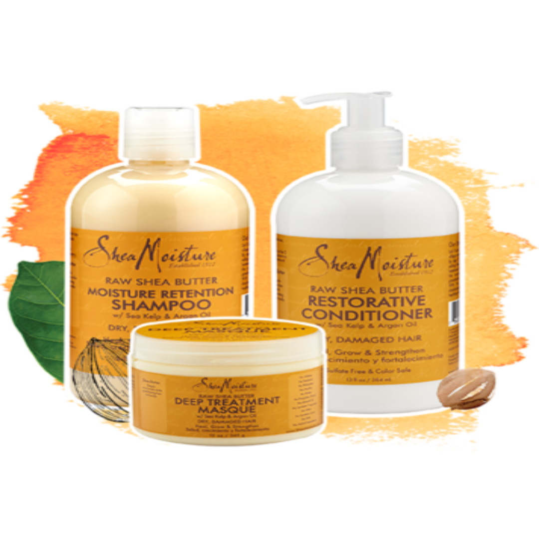 Shea Moisture Raw Shea Butter Combination Set Shampoo Conditioner Masque